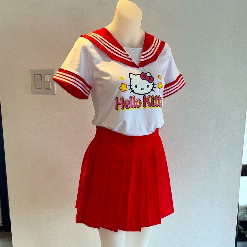 HELLO KITTY One-Of-A-Kind Anime Style Pleated Skirt Set